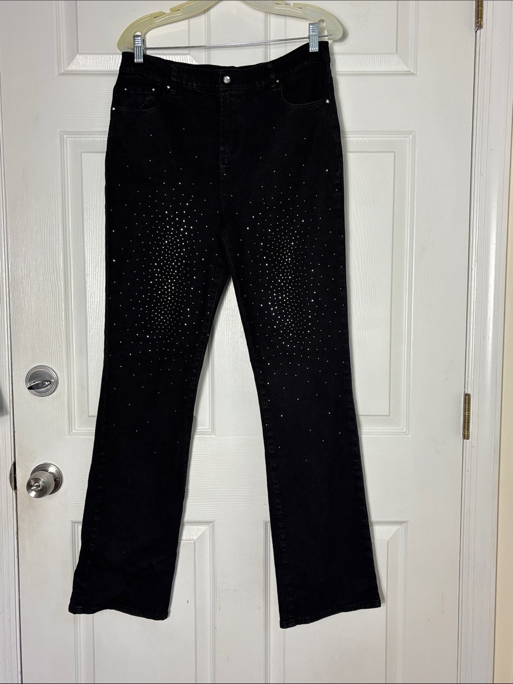 DG2 Black Studded High-Rise TALL Jeans Ramie Cotton Blend Size 10 Festival Moto